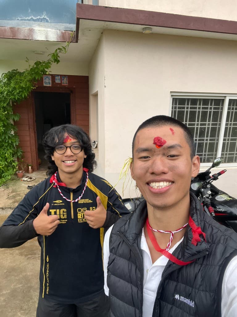 Celebrating a local holiday in the Nepal countryside