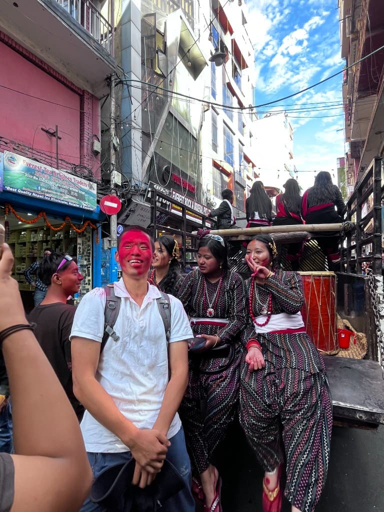 Celebrating a local holiday in Kathmandu
